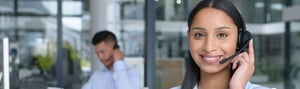 Customer service professionals on a headset / phone